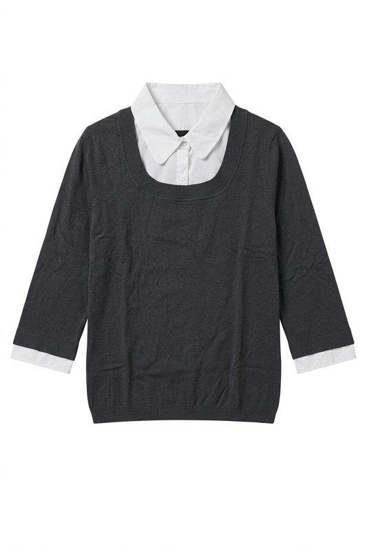 EYE 3/4 O-NECK BLOUSE