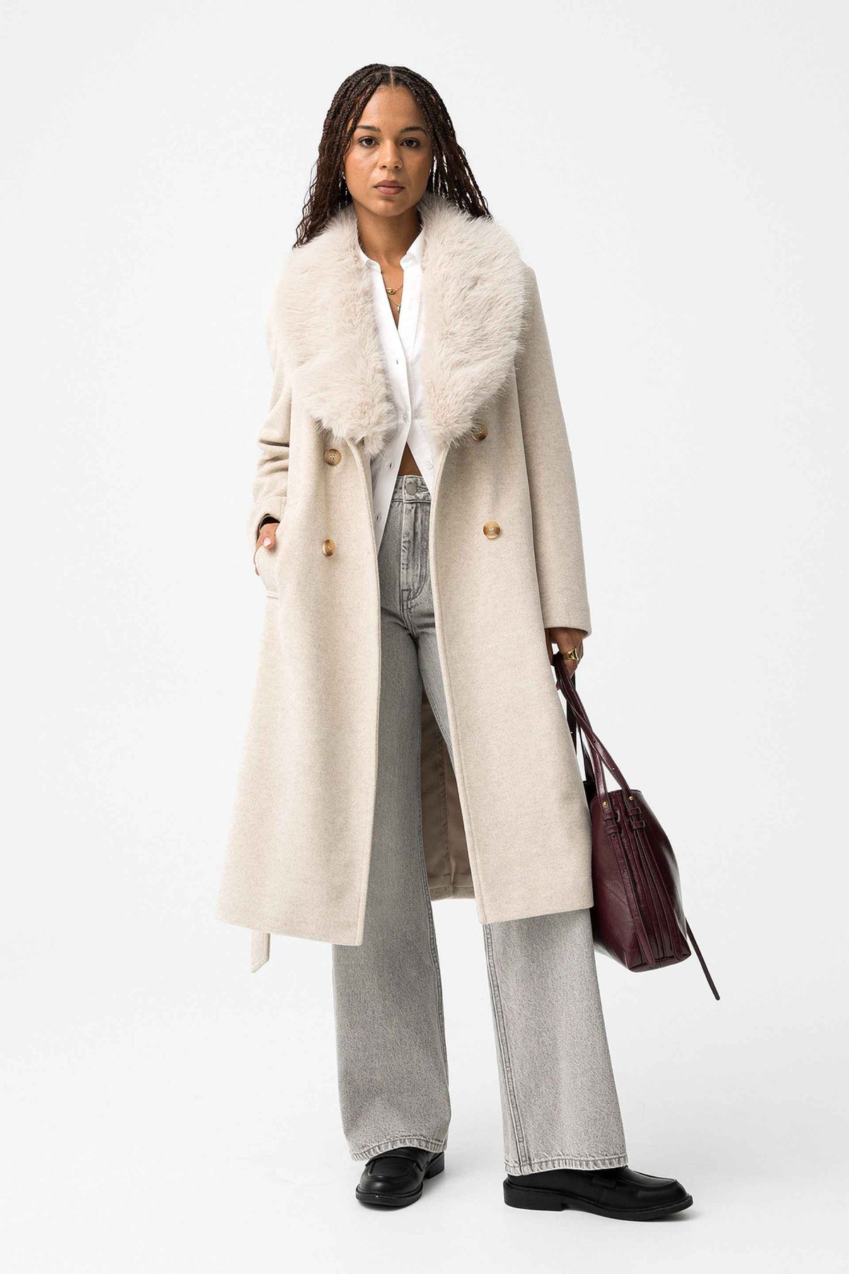 KATRIN ELEGANT WOMANS FUR COLLAR COAT - BEST CLOTHES