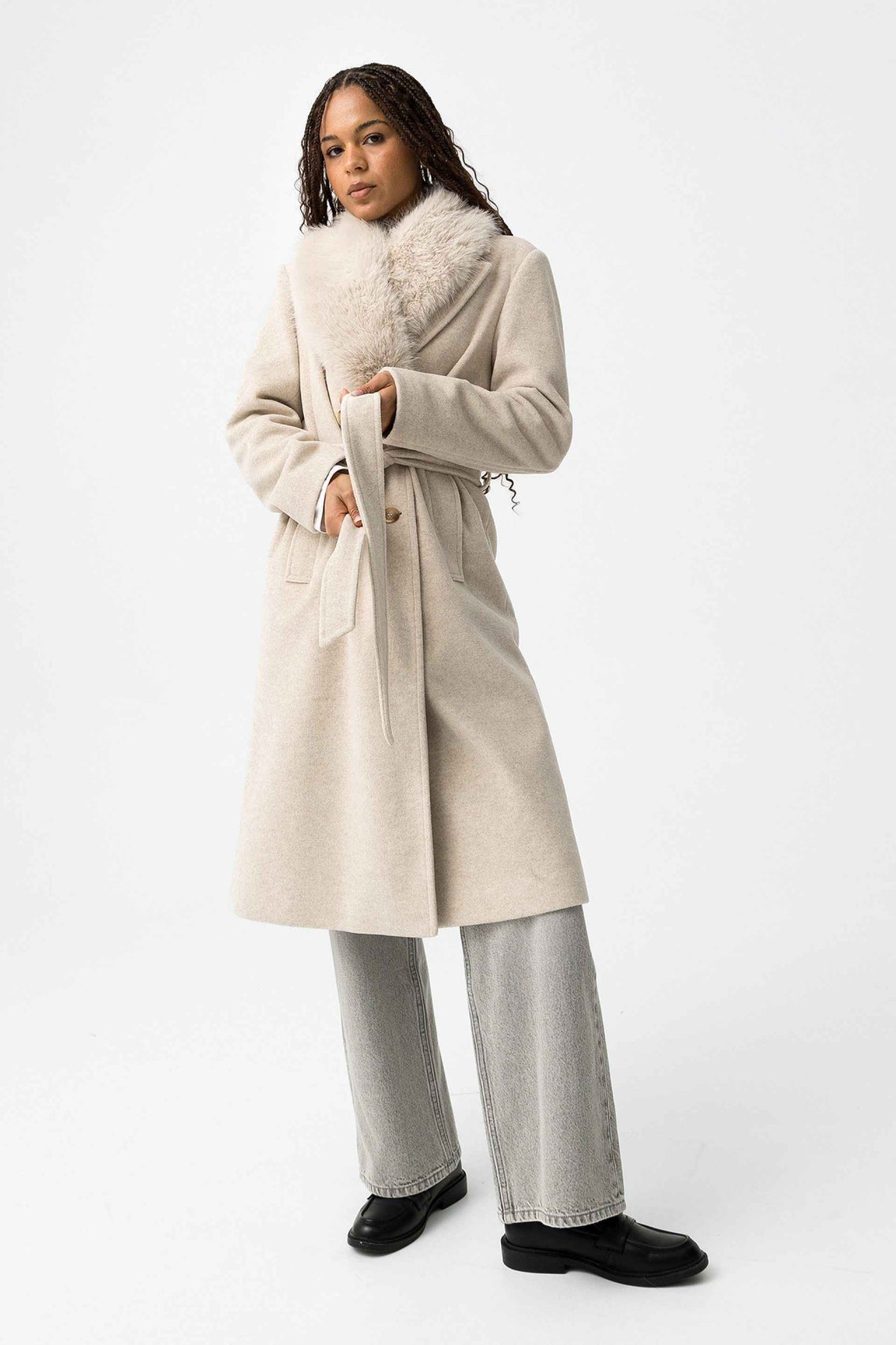 KATRIN ELEGANT WOMANS FUR COLLAR COAT - BEST CLOTHES