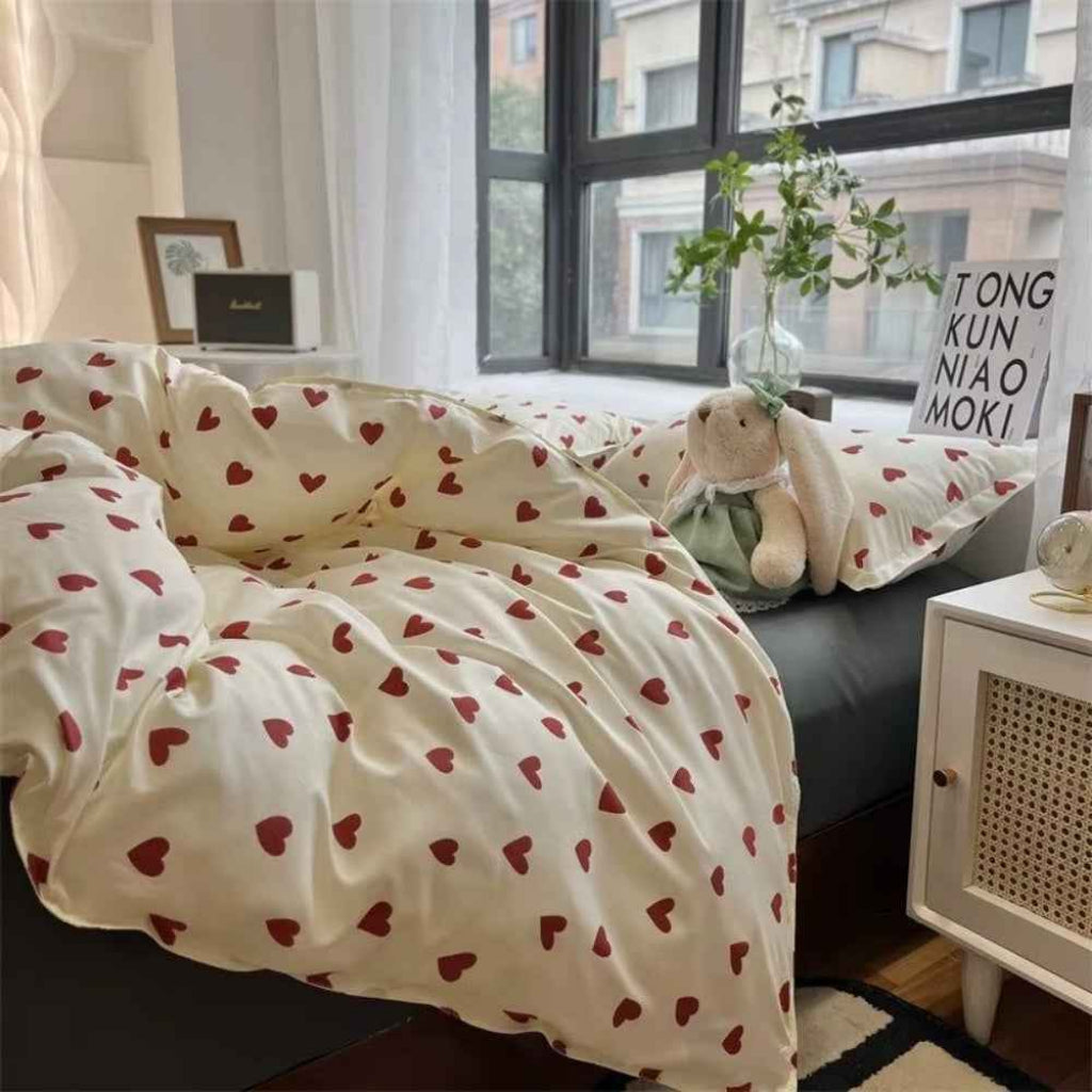 AMORI Bedding Set, 4 Pieces – Elegant Duvet Cover Set for Single Bed (150 x 200 cm)