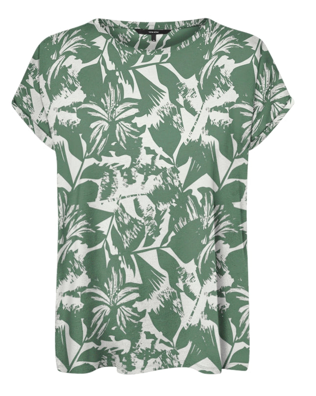 AVA PLAIN SS TOP AOP - Best Clothes