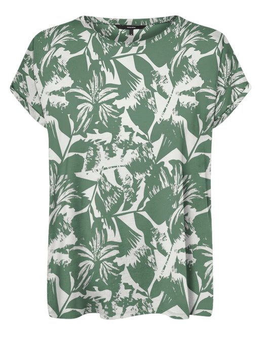 AVA PLAIN SS TOP AOP - Best Clothes