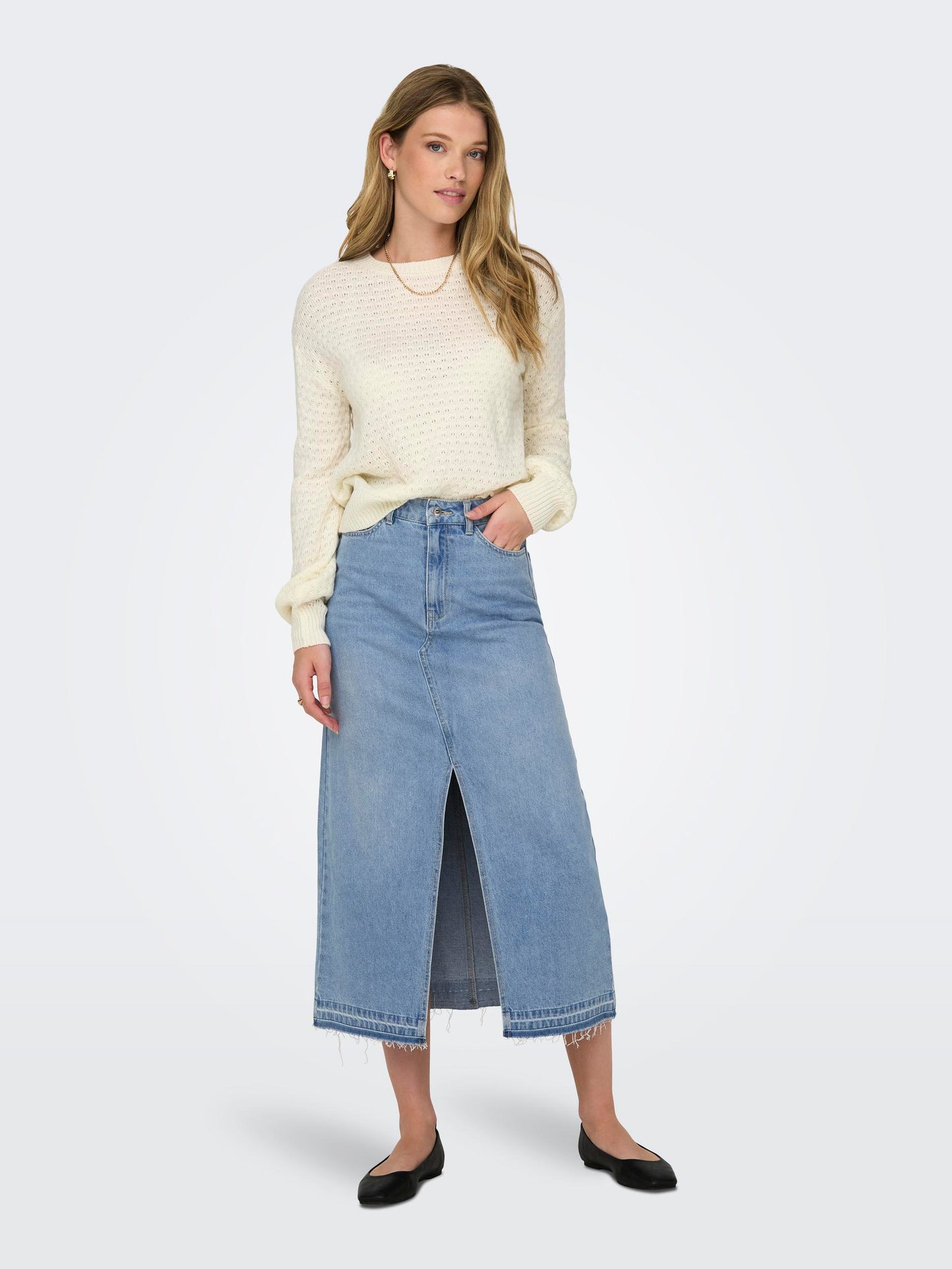 BELLA HW LONG SKIRT DNM - BEST CLOTHES