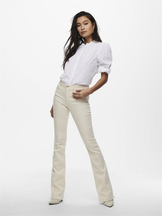 BLUSH FLARED JEANS ECRU - Best Clothes