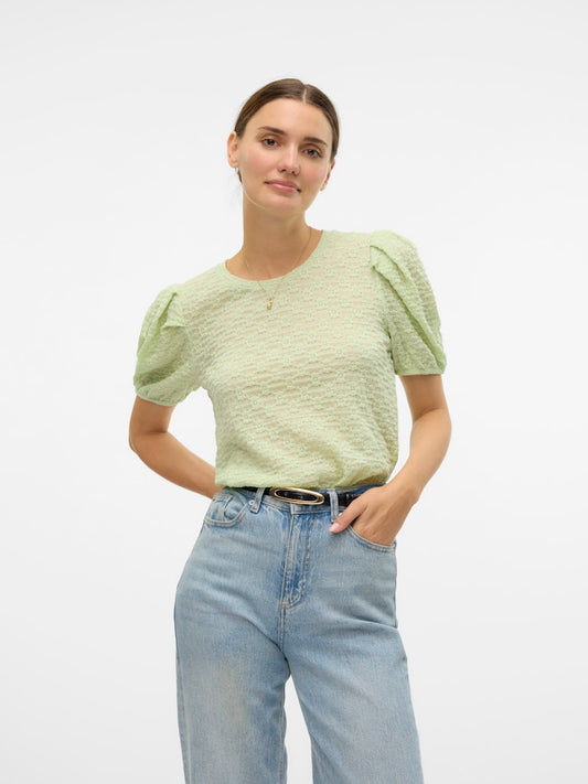 FLOWER SS PUFF SLEEVE TOP - Best Clothes