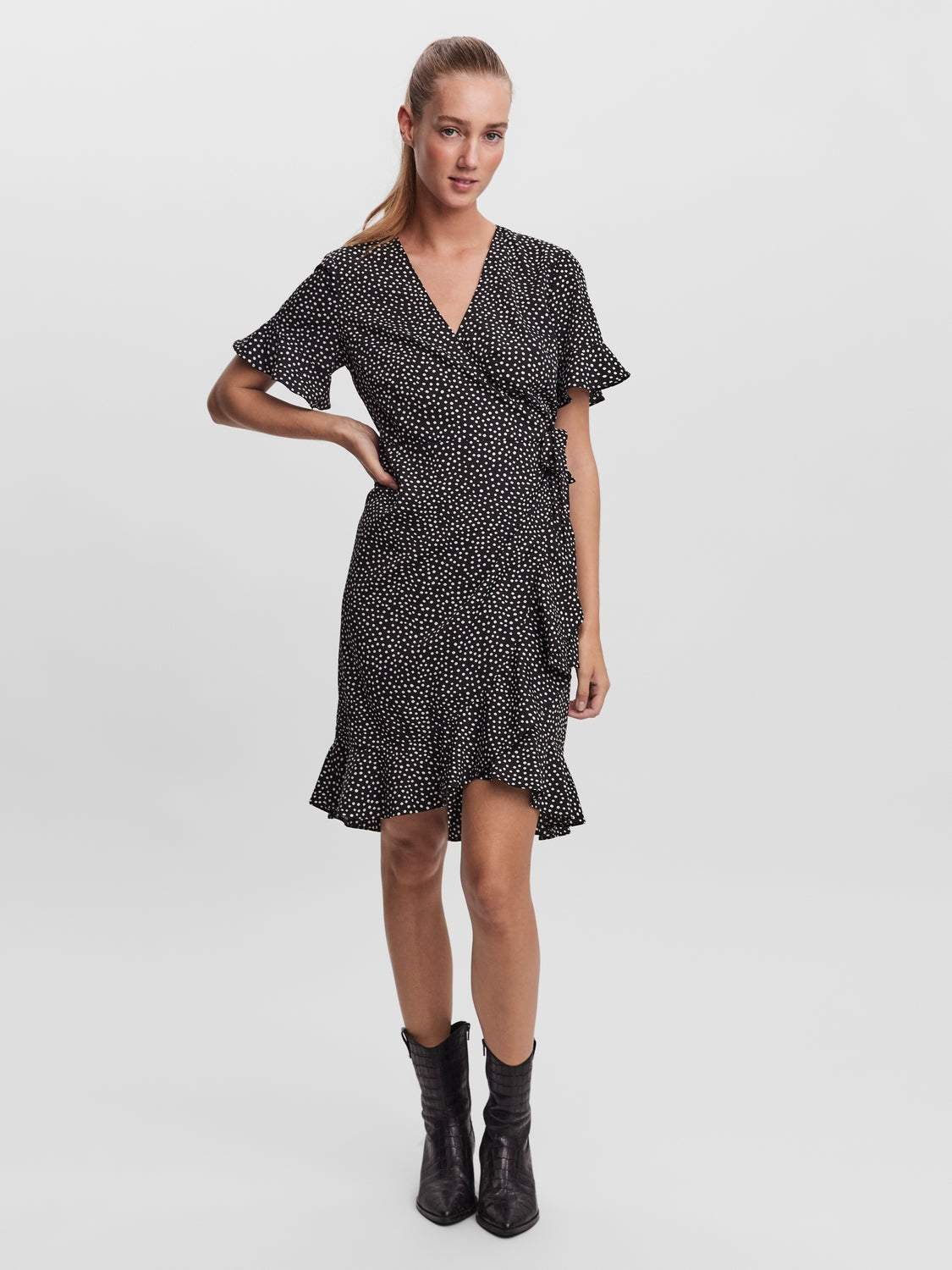 HENNA 2/4 WRAP FRILL DRESS - BEST CLOTHES