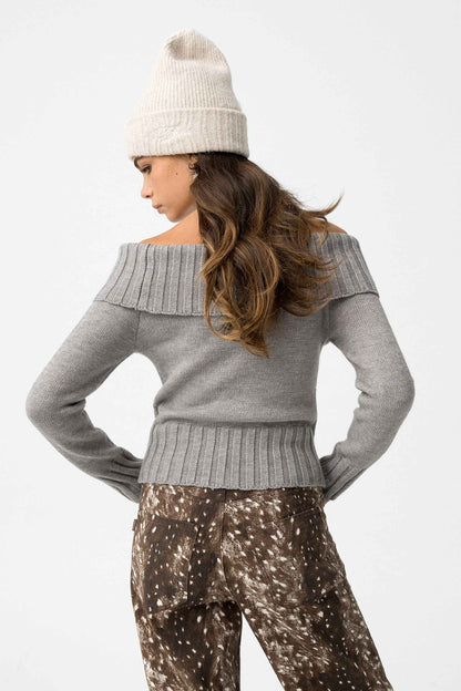 CAVERN OFF-SHOULDER RIBBED SWEATER