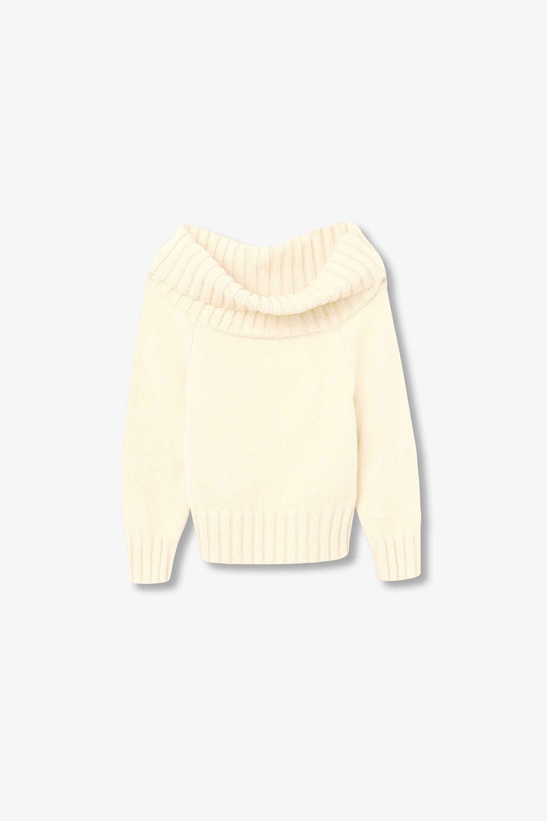CAVERN OFF-SHOULDER RIBBED SWEATER