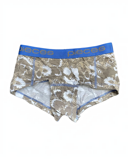 BEST CLOTHES Pieces grey patterned lady boxers with a blue elastic waistband featuring the brand logo