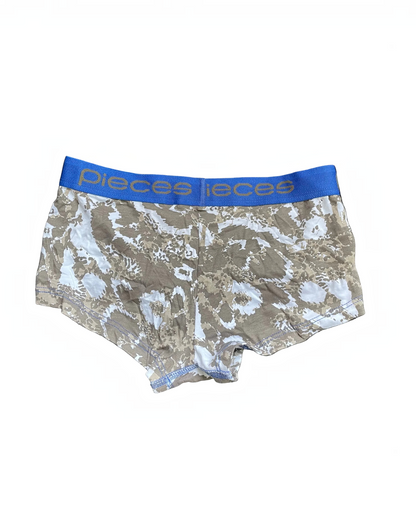 BEST CLOTHES Pieces grey and white patterned cotton blend boxer briefs with a blue branded elastic waistband