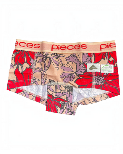 BEST CLOTHES Pieces floral print women's boxer briefs in organic cotton with a branded elastic waistband
