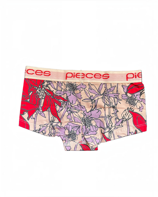 BEST CLOTHES Pieces floral print boxer briefs in pink with a branded elastic waistband made from organic cotton blend
