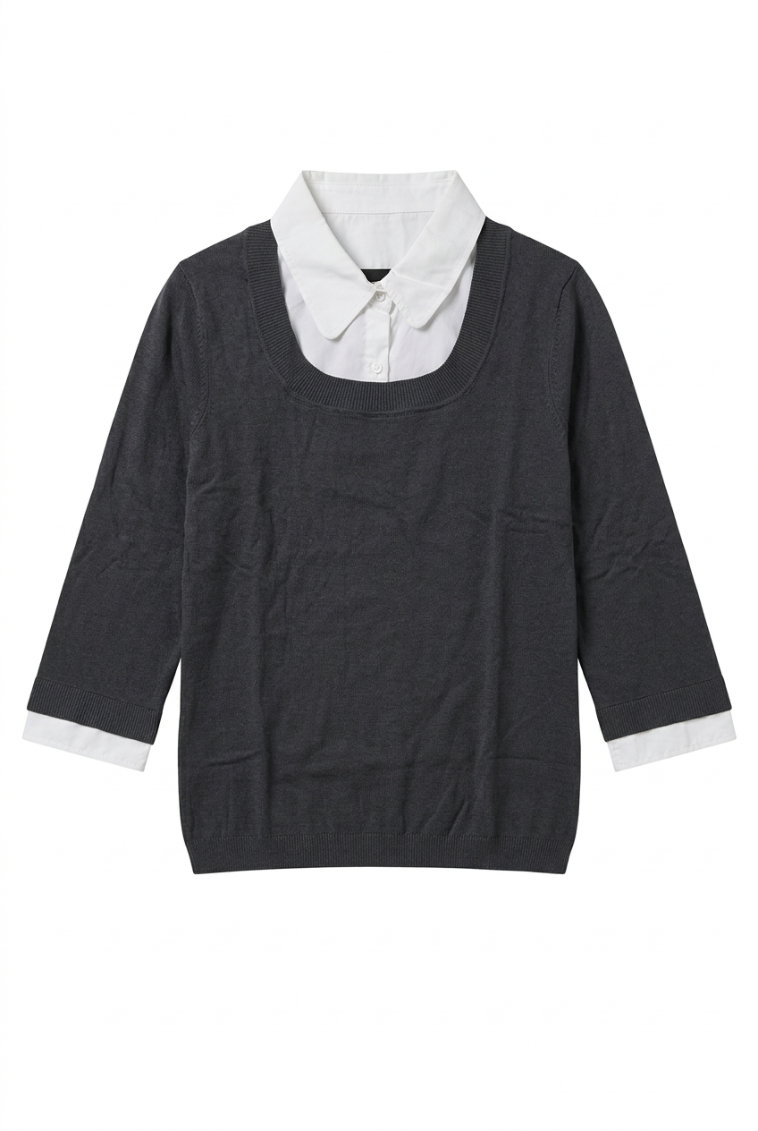 EYE 3/4-ARM-BLUSE MIT RUNDHALS-AUSSCHNITT