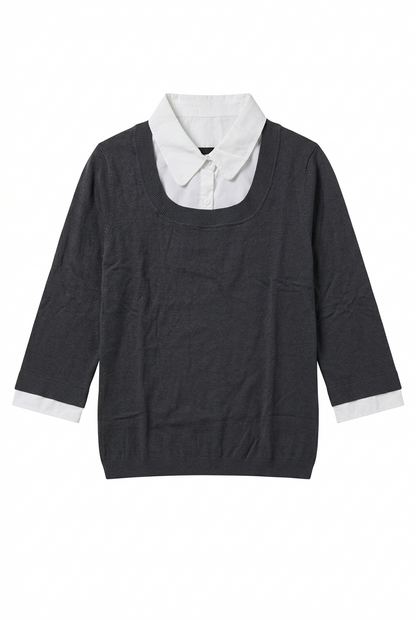 EYE 3/4-ARM-BLUSE MIT RUNDHALS-AUSSCHNITT