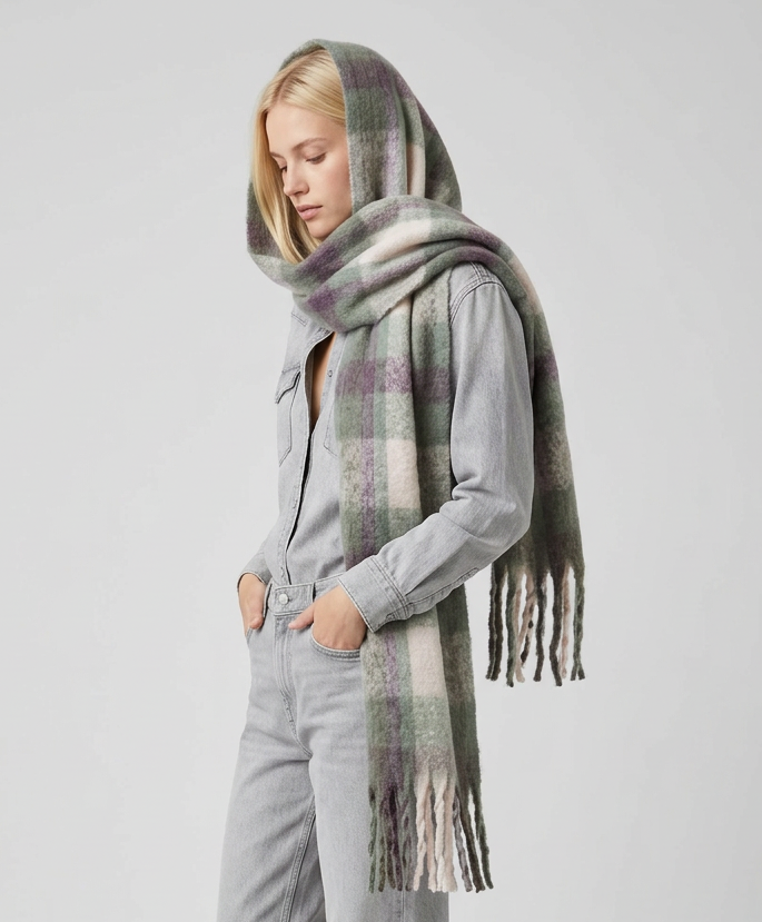 SCARF WITH BRAIDED FRINGES KYOTO