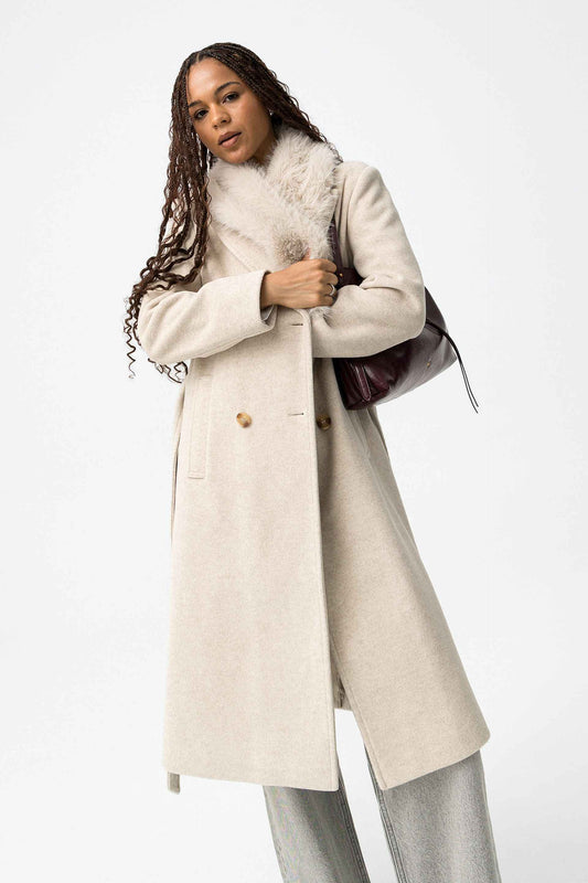 KATRIN ELEGANT WOMANS FUR COLLAR COAT