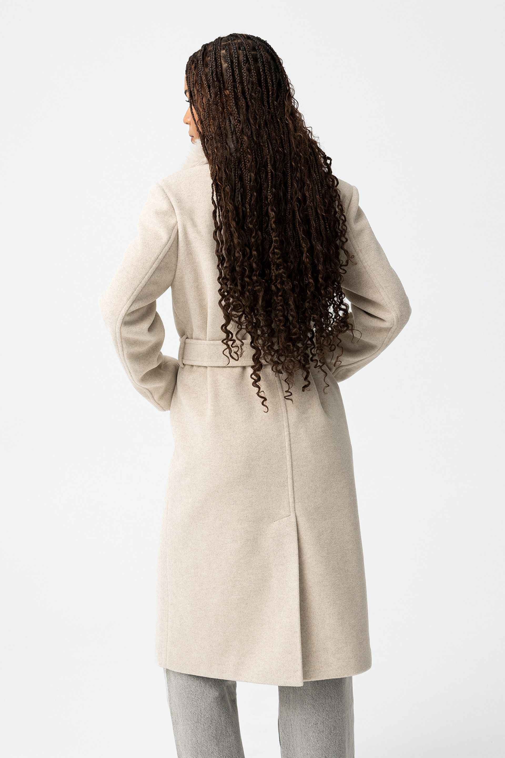 KATRIN ELEGANT WOMANS FUR COLLAR COAT