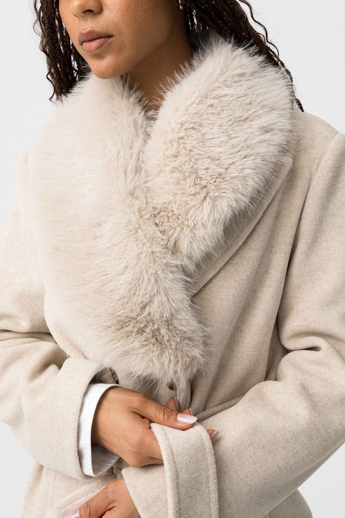 KATRIN ELEGANT WOMANS FUR COLLAR COAT