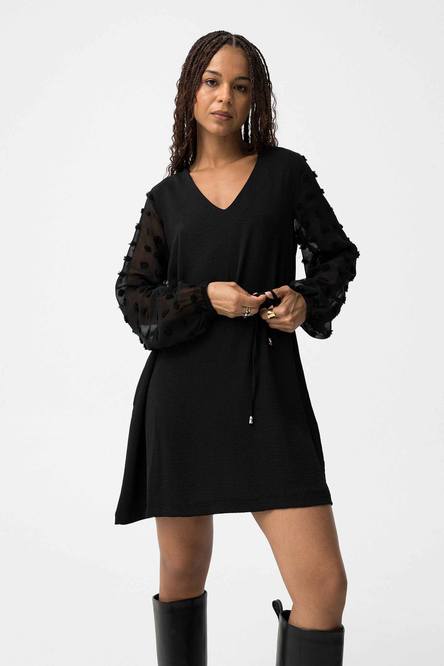 PAULA LACE SLEEVE TUNIC DRESS