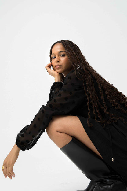 PAULA LACE SLEEVE TUNIC DRESS