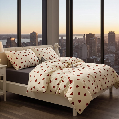 AMORI Bedding Set, 4 Pieces – Elegant Duvet Cover Set for Single Bed (150 x 200 cm)
