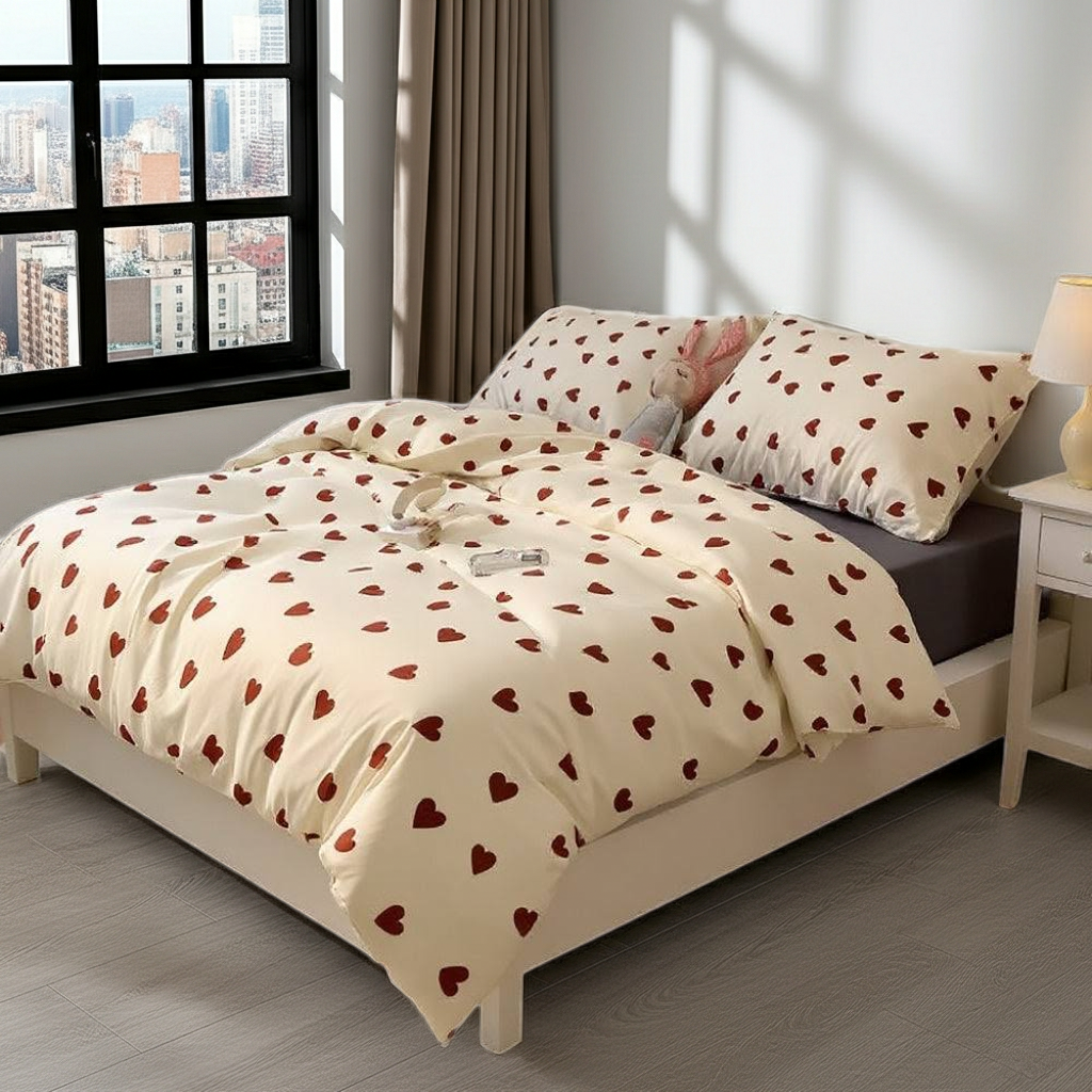 AMORI Bedding Set, 4 Pieces – Elegant Duvet Cover Set for Single Bed (150 x 200 cm)
