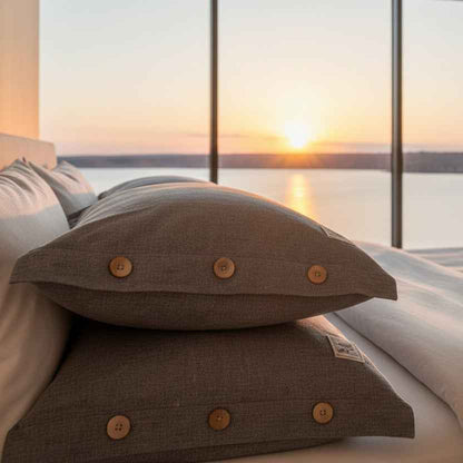Kuddfodral ROMA ljusblå – Stilrent och mjukt kuddfodral i linnekänsla 2-Pack (48x74 cm)