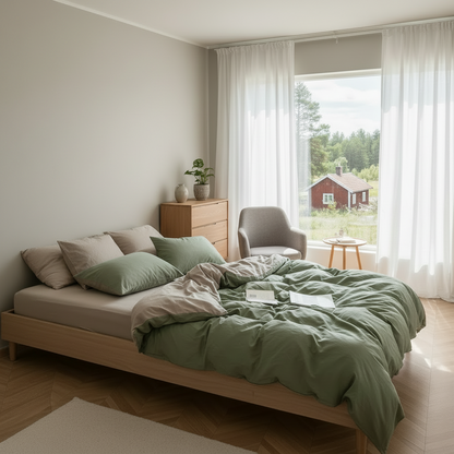 ZENTO Bedding Set 4 pieces - Complete duvet cover set for single bed (150x200cm)