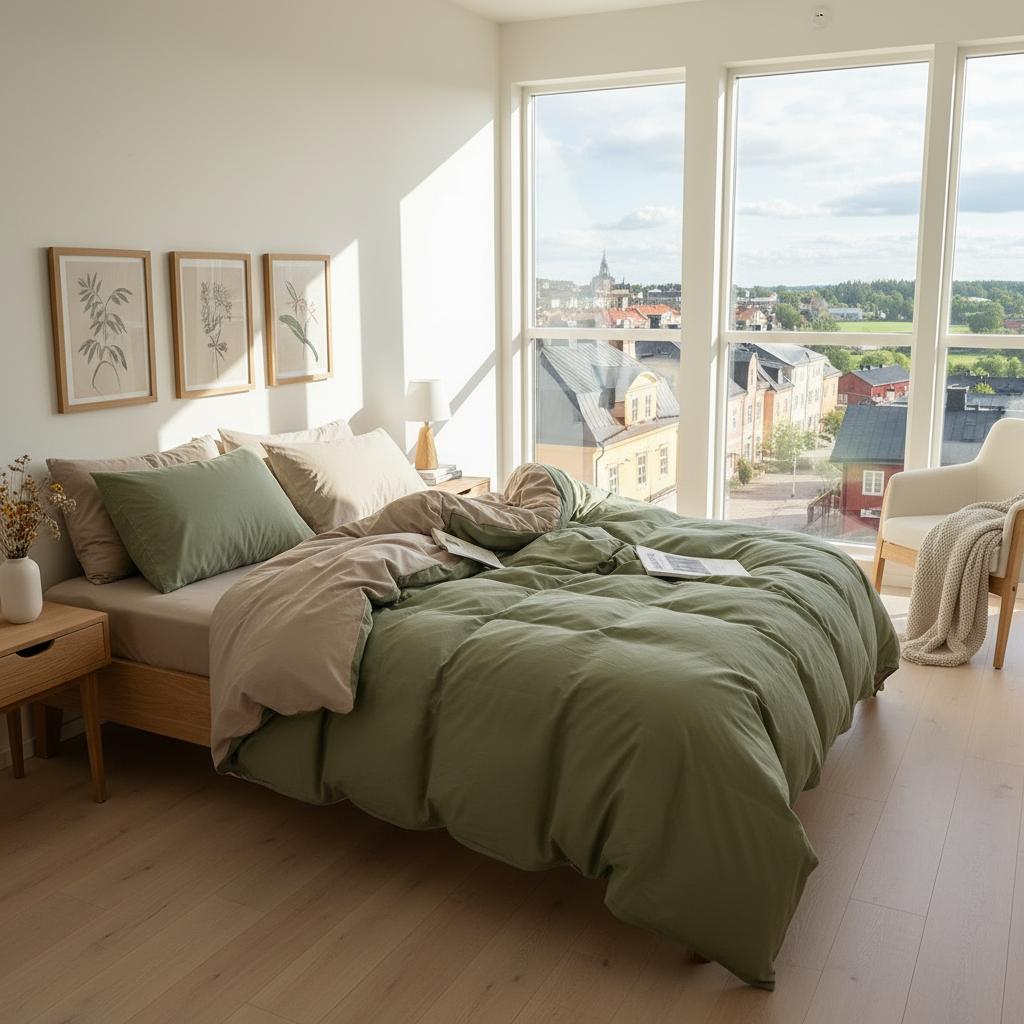 Bäddset ZENTO 4 delar – Komplett påslakanset för enkelsäng (150x200cm)