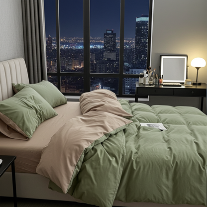 ZENTO Bedding Set 4 pieces - Complete duvet cover set for single bed (150x200cm)
