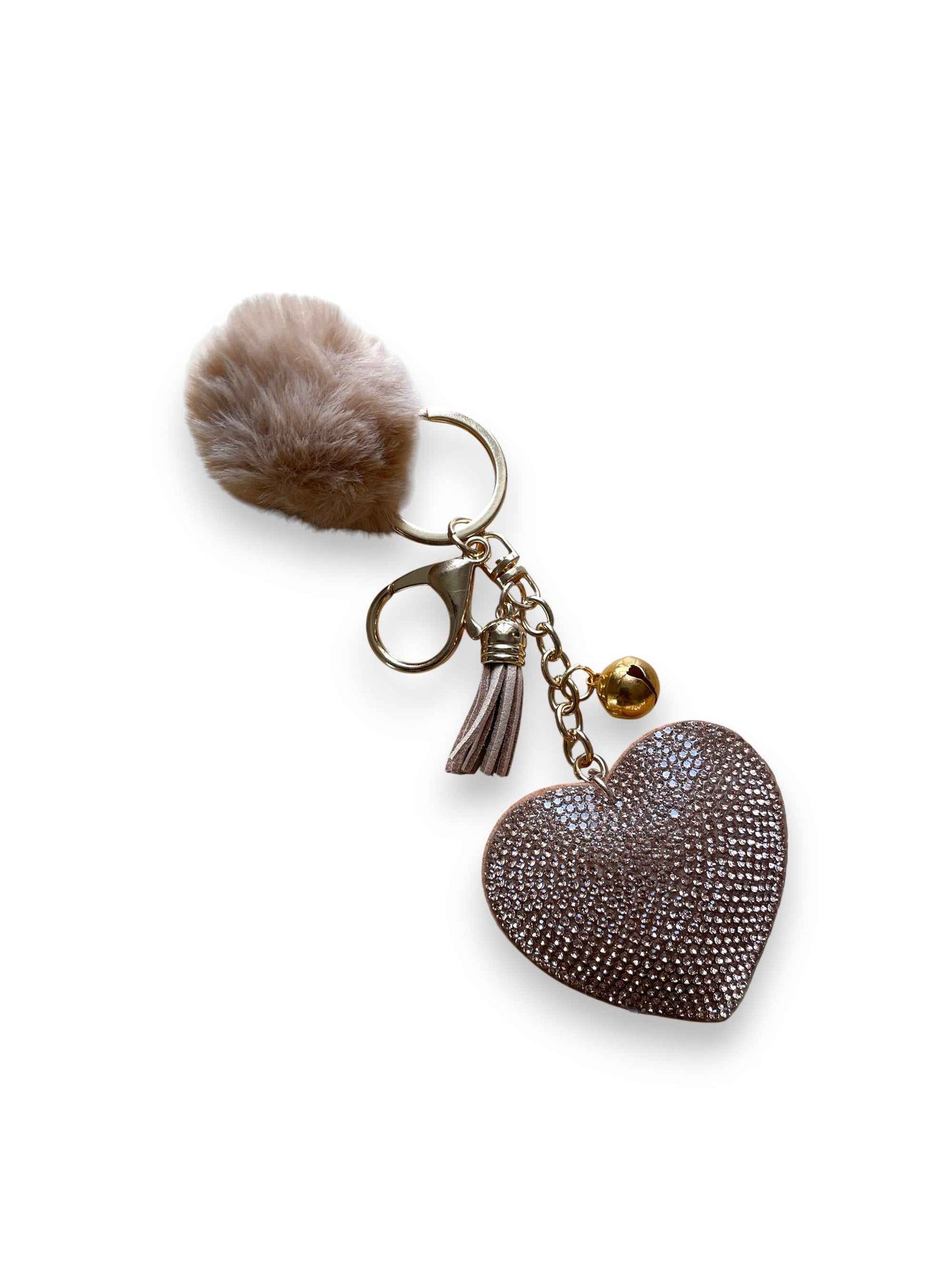 HJÄRTFORMAT VÄSKPYNT MED FLUFFIG POMPOM