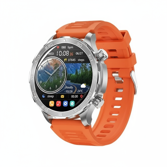 Smartklocka - Bluetooth-samtal, AMOLED HD-skärm, Pulsmätare, NFC, IP68 Vattentät, GPS