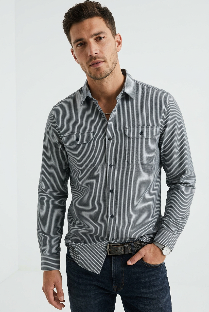 SPORTY STRIPE MIX SHIRT LS