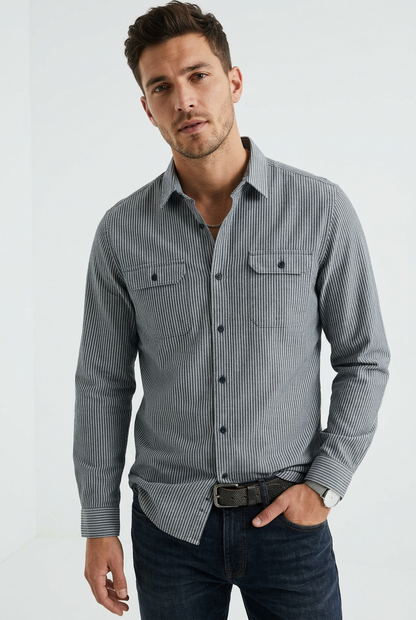 SPORTY STRIPE MIX SHIRT LS